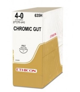 JJ635H Ethicon Chromic Gut Sutures 4-0 19mm 70cm Absorbable Sutures Box/36