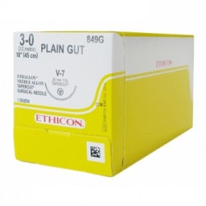 JJ686G Ethicon Plain Gut 5/0 13mm 45cm Absorbable Sutures Box/12
